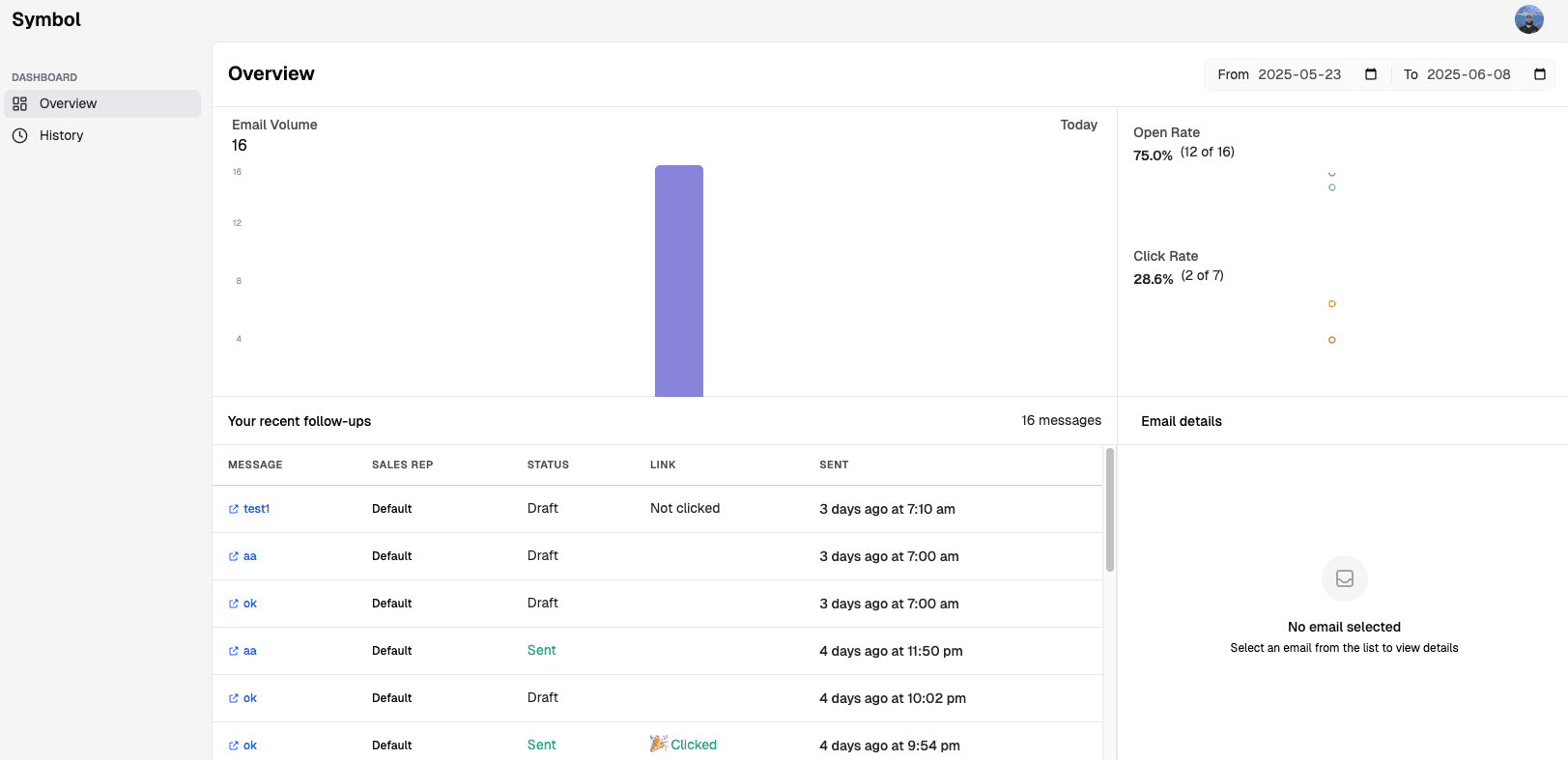 Symbol AI Dashboard Preview
