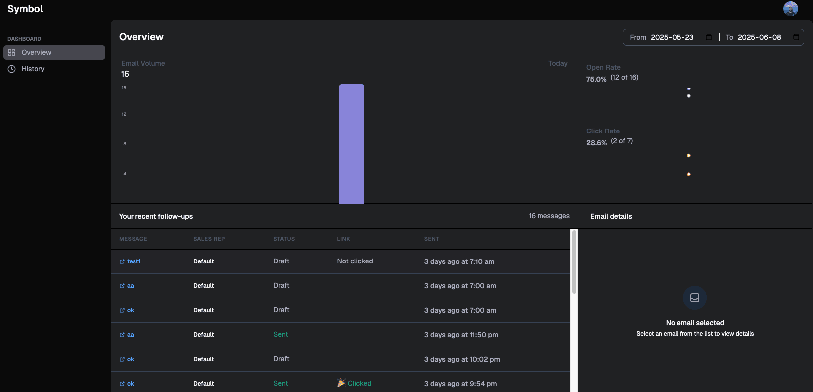 Symbol AI Dashboard Preview